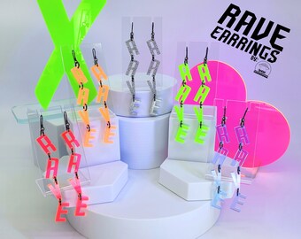 Rave Earrings • Rave Wear • Neon Earrings • Edgy Earrings • EDM • Techno