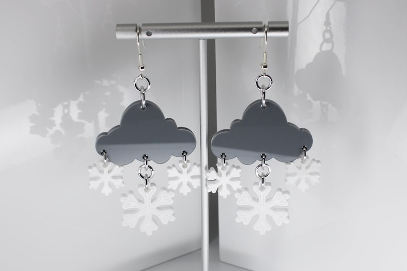 Winter earrings / Snowflake earrings / Acrylic Snowflake image 1