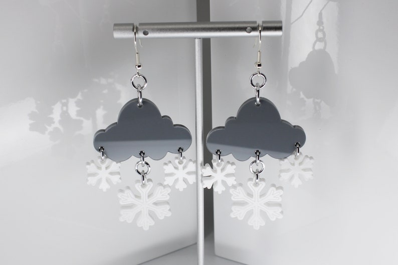 Winter earrings / Snowflake earrings / Acrylic Snowflake image 1