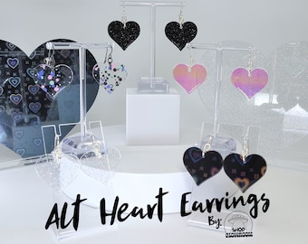 Alt Heart Earrings • Alt Earrings • Edgy Earrings • Heart Earrings • Rave Wear • Alt Accessories