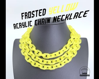 Yellow Acrylic Chain Necklace • Rave Wear • Alt Accessories • Punk Choker • Cybergoth • Grunge Jewelry