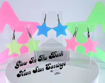 Glow In The Dark Star Earrings • Glow In The Dark Earrings • Star Earrings • Edgy Earrings • Neon Earrings
