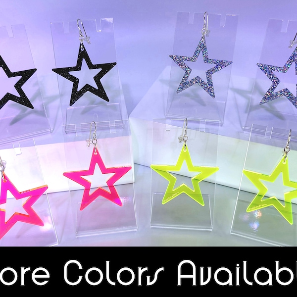 Neon Star Earrings / Rave Wear / Neon Star Earrings / Neon Earrings / Funky Earrings / Retro Earrings / Indie Earrings / EDM Fits