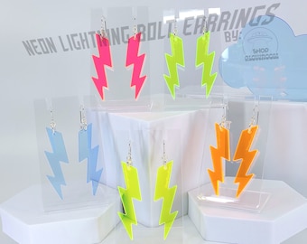 Lightning Bolt Earrings • Neon Earrings • Cyber y2k• Rave Wear • Alt Earrings • Edgy Earrings