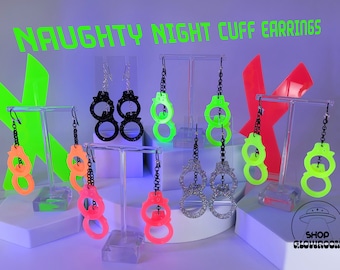 Handcuff Earrings • Kinky Earrings • Alt Earrings • Edgy Earrings • Sexy Earrings • Neon Earrings • Pole Dance Wear