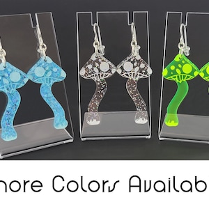 Mushroom Earrings/ Magic Mushroom Earrings / Neon Earrings / Psychedelic Earrings / Funky Earrings / Hippie Earrings / Trippy Earrings / EDM