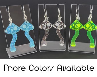 Mushroom Earrings/ Magic Mushroom Earrings / Neon Earrings / Psychedelic Earrings / Funky Earrings / Hippie Earrings / Trippy Earrings / EDM