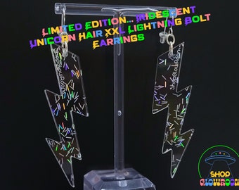 Lightning Bolt Earrings • Limited Edition • Edgy Earrings • Retrowave • Synthwave • Iridescent Earrings • Rave Wear • Funky Earrings