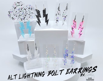 Lightning Bolt Earrings • Edgy Earrings • Cyber Y2k • Rave Wear • Retro Earrings