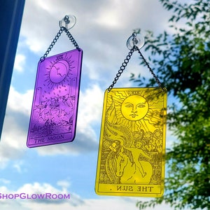 Sun and Moon Tarot Window Art / Tarot Art / Wicca Decor / Wicca Wall Art / Tarot Wall Art / Pagan Art / Pagan Wall Art / Tarot Gifts / Boho image 1