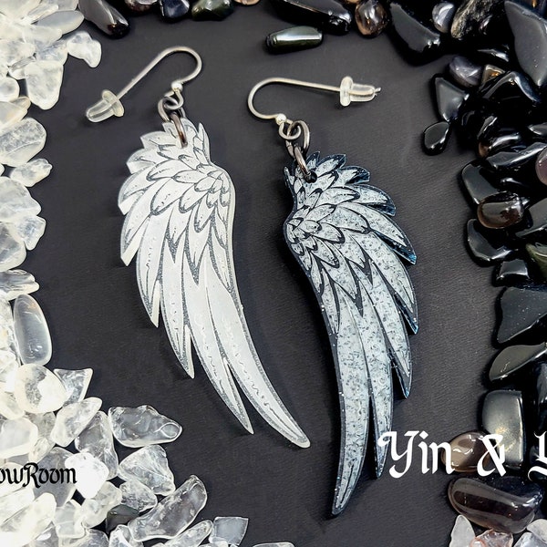 Angel Wing Earrings / Wing Earrings / Feather Earrings / Mismatched Earrings / Alt Earrings / Goth Earrings / Dark Mori / Punk Earrings