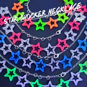 Star Choker • Süßer Choker • Cyber y2k • Rave Wear • Kawaii Choker • Lolita Fashion • Neon Choker