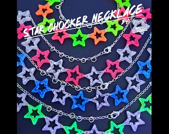 Star Choker • Cute Choker • Cyber y2k • Rave Wear • Kawaii Choker • Lolita Fashion • Neon Choker