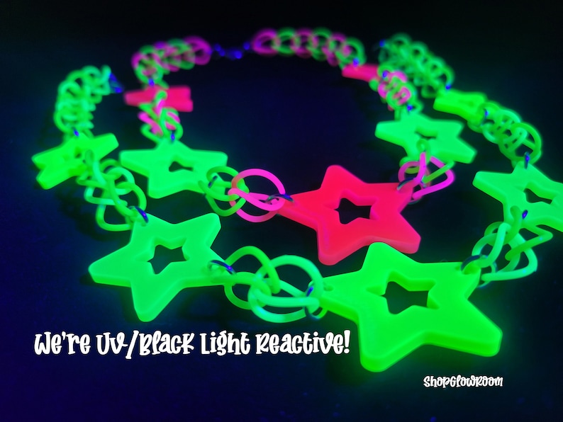 Raver Star Necklace / Rave Necklace / Neon Necklace / Rave Wear / Kandi Necklace / Star Necklace / Acrylic Necklace / Kawaii Necklace / EDM image 2