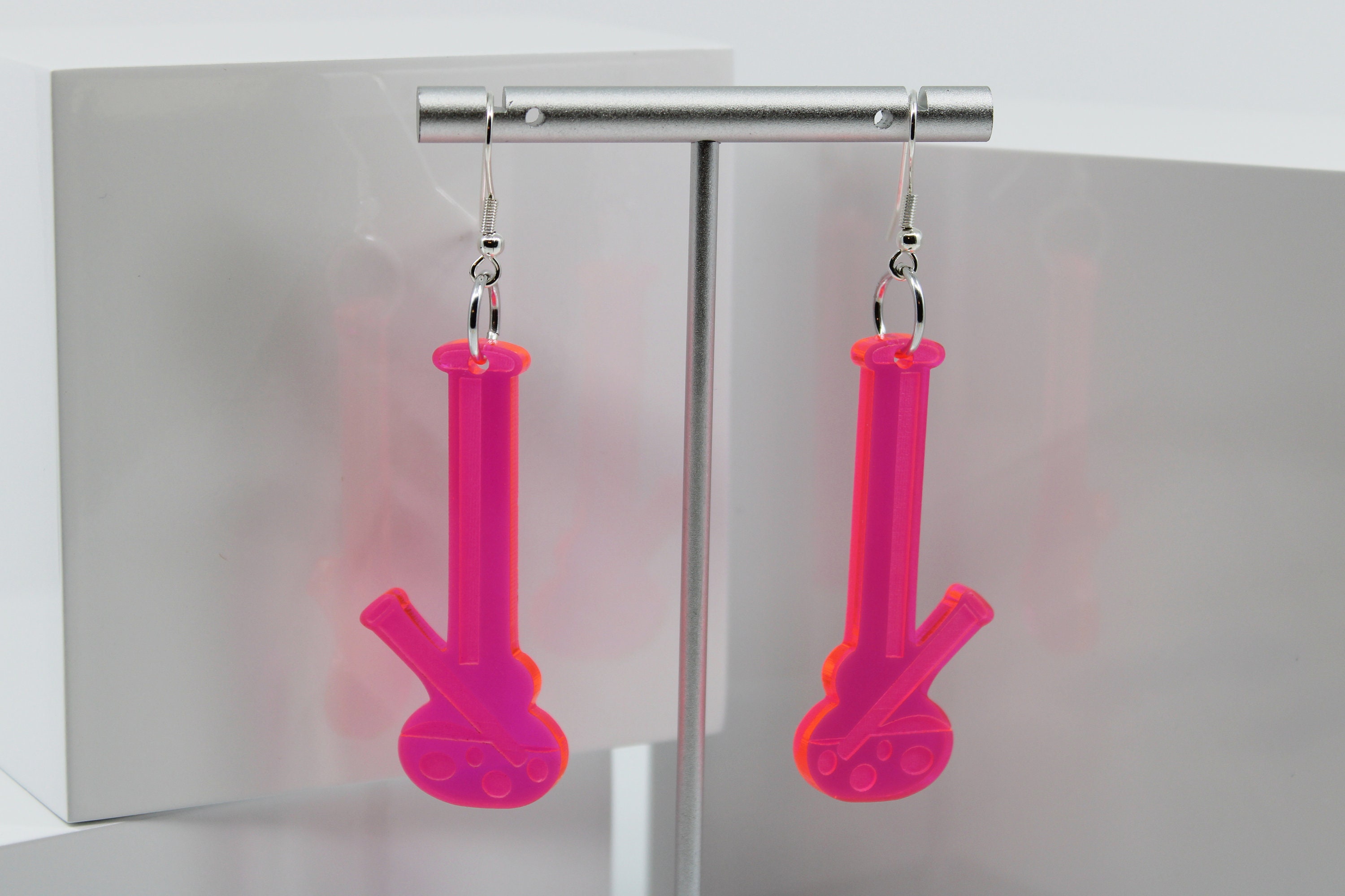 Bong Earrings // Weed earrings // Fluorescent or Iridescent Etsy