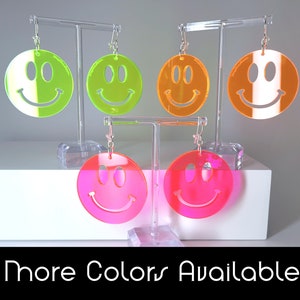 Smiley Face Earrings / Happy Face Earrings / Funky Earrings / Neon Earrings / Funky Earrings / Fun Earrings / Indie Earrings / Retro Wear