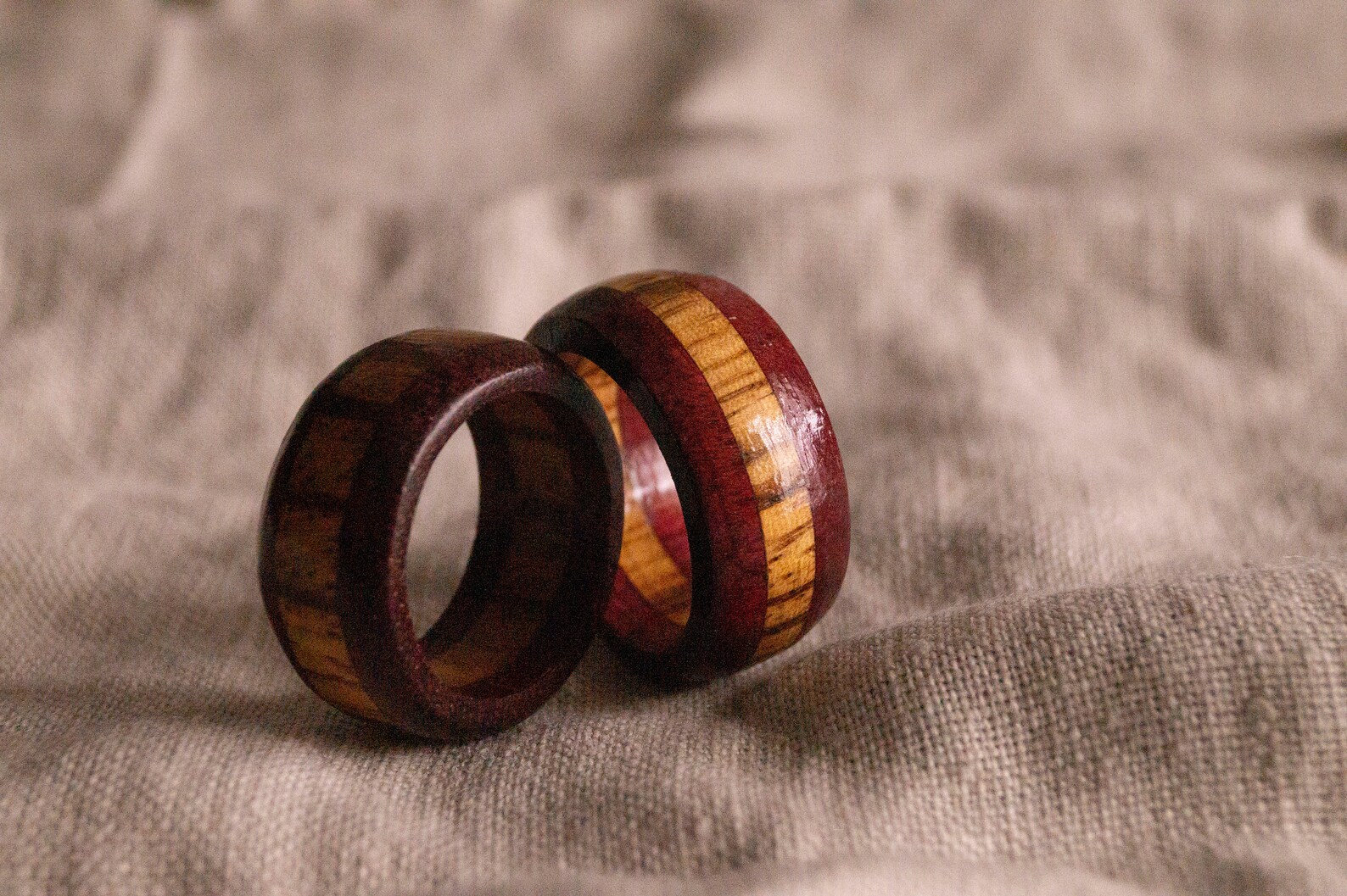 Purple Heart & Zebrawood Ring Solid Wood Ring Purple Heart Etsy