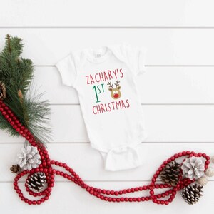 Personalized First Christmas ONESIE®, Baby&#39;s First Christmas Bodysuit, Newborn Baby Gift