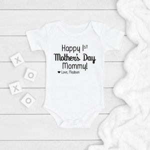 Happy First Mother&#39;s Day ONESIE®, Mothers Day, Baby Bodysuit, Personalized