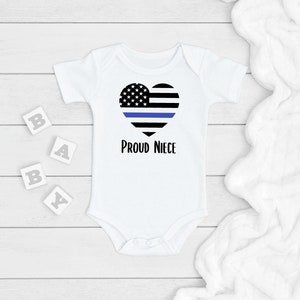 Proud Niece Thin Blue Line ONESIE®, Police Baby Bodysuit, Newborn Baby Gift