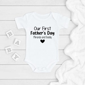 Our First Father&#39;s Day ONESIE®, First Fathers Day, Baby Bodysuit, Personalized