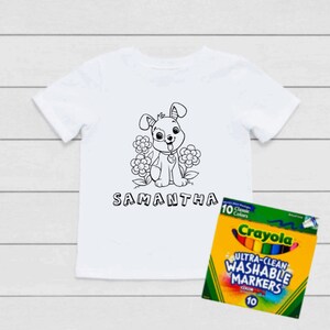 Personalized Puppy Coloring T-Shirt, Coloring Shirt For Toddlers and Kids, Coloring Book T-Shirt, Color Me Tee