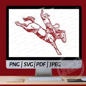 Bareback Bronc Rider Clipart, Western Cowboy, Bucking Horse (SVG, PNG, JPG)