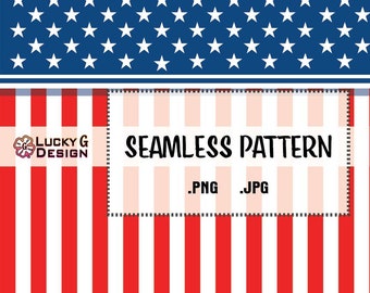 American Flag Seamless Pattern, Red, White, & Blue, printable digital paper, background
