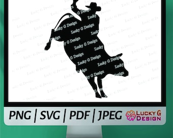 Bull Rider SVG, Western, Bull, Ranch, Rodeo Cowboy, png, svg, pdf, Clipart, vector