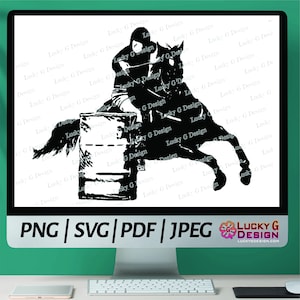 Barrel Racer SVG, Barrel horse, Western Horse, Rodeo Cowgirl, Barrel Racing, Barrel Racer wearing helmet, png, svg, pdf, Clipart, vector