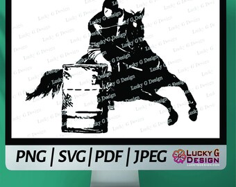 Barrel Racer SVG, Barrel horse, Western Horse, Rodeo Cowgirl, Barrel Racing, Barrel Racer wearing helmet, png, svg, pdf, Clipart, vector