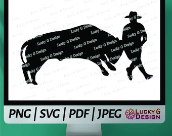 Bull Fighter SVG, Cowboy Protector, Western, Bull, Ranch, Rodeo Cowboy, png, svg, pdf, Clipart, vector