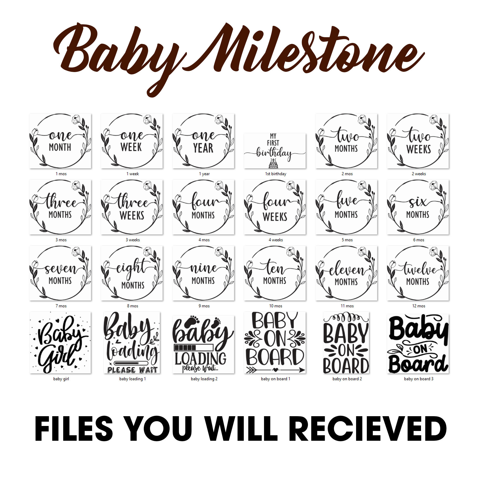 Baby Monthly Milestone Svg Bundle , Baby Monthly Milestone Rounds SVG ...