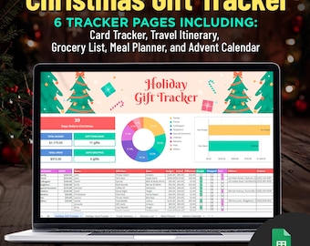 Weihnachtsgeschenk-Tracker Tabelle Weihnachtsgeschenk-Planer Vorlage Urlaubskarten Tracker Google Sheets Planer für Geschenke Budget-Planerliste