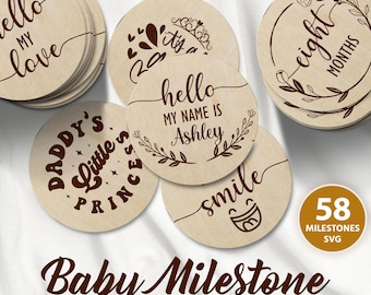 Baby Monthly Milestone svg Bundle , Baby Monthly Milestone Rounds SVG ,Glowforge Cricut & Silhouette, Hello World Svg, Baby Svg cut files