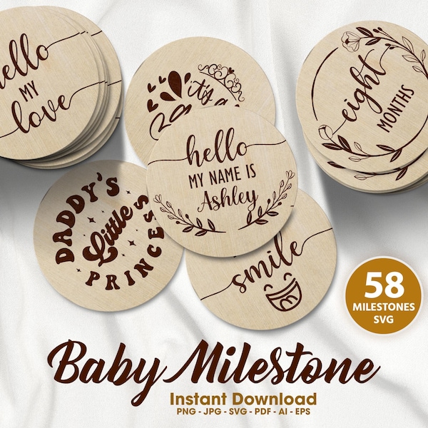Baby Monthly Milestone svg Bundle , Baby Monthly Milestone Rounds SVG ,Glowforge Cricut & Silhouette, Hello World Svg, Baby Svg cut files