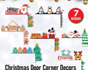 Christmas Door Corners Svg, Wood Decor Svg, Santa Svg, Gingerman Svg, Christmas Svg, Christmas Laser Cut, Glowforge Svg, Holiday Door Decor