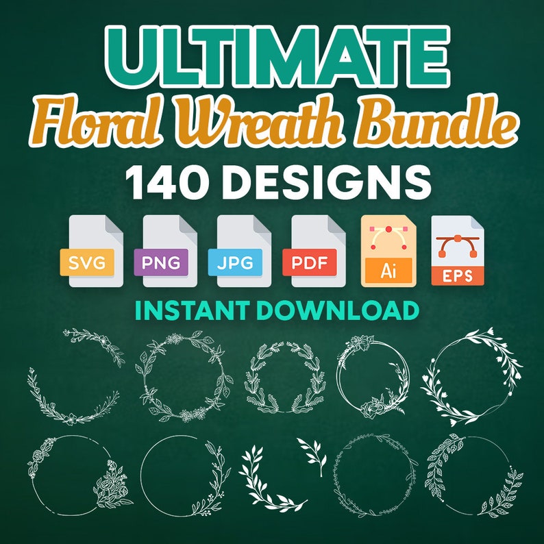 140 FLORAL WREATH SVG Bundle Circle Frame Svg Botanical Frame Wedding ...