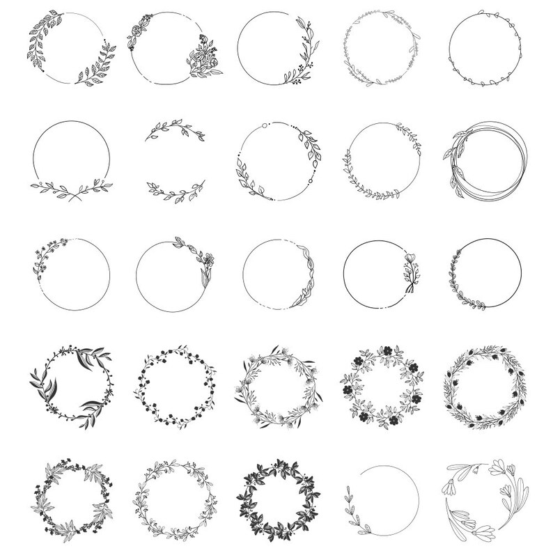 140 FLORAL WREATH SVG Bundle Circle Frame Svg Botanical Frame Wedding ...