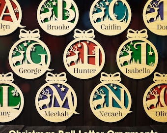 Christmas ornament bundle, Laser-cut bauble designs, Decorative holiday balls, Set of Christmas decorations, Monogram SVG, Glowforge, Cricut