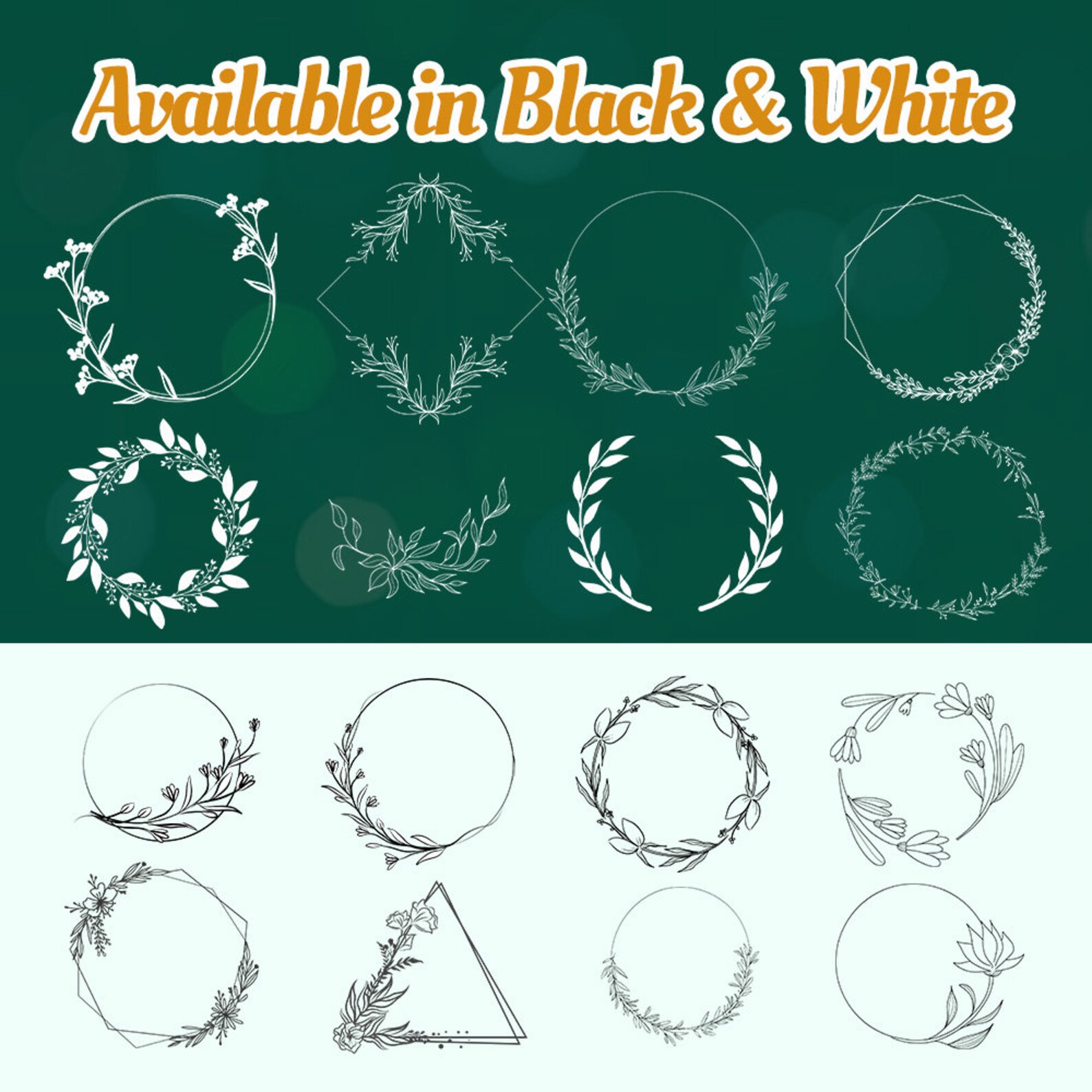 140 FLORAL WREATH SVG Bundle Circle Frame Svg Botanical Frame Wedding ...