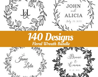 Wreath svg bundle, circle svg bundle, floral wreath svg, heart laurel wreath svg, wedding wreath svg, wreath monogram svg circle frame