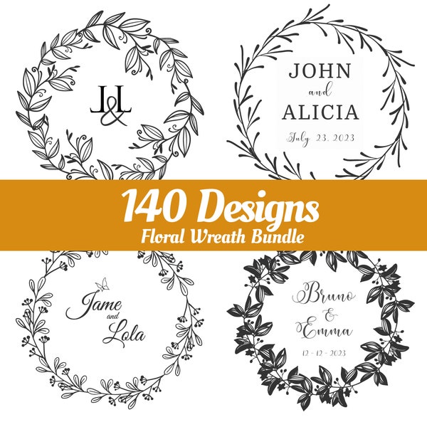 Wreath svg bundle, circle svg bundle, floral wreath svg, heart laurel wreath svg, wedding wreath svg, wreath monogram svg circle frame