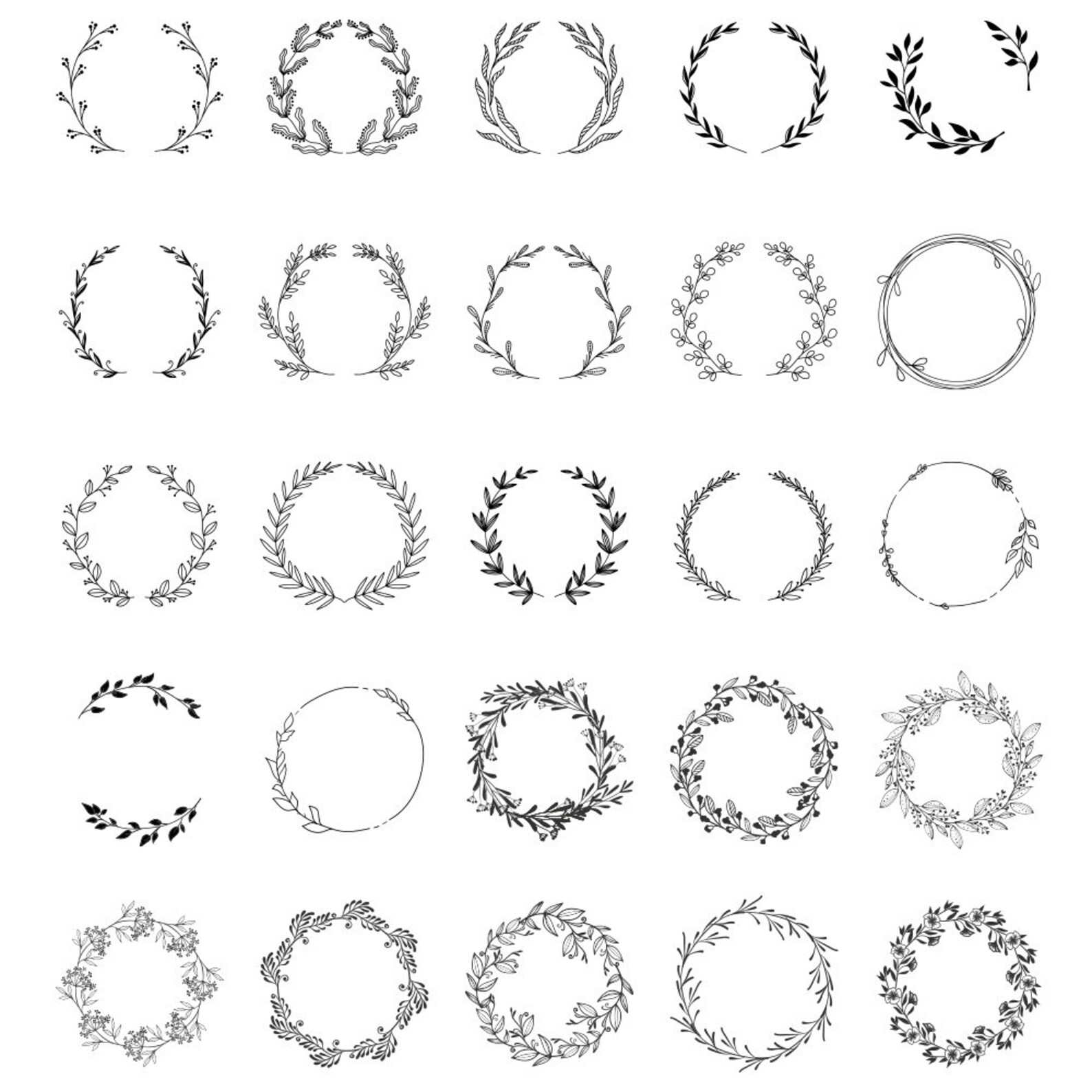 140 FLORAL WREATH SVG Bundle Circle Frame Svg Botanical Frame Wedding ...