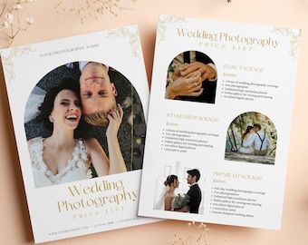 Wedding Photography Pricing Template, Wedding Pricing Guide List, Photographer Price Guide, Pricing Package Template, Canva Template