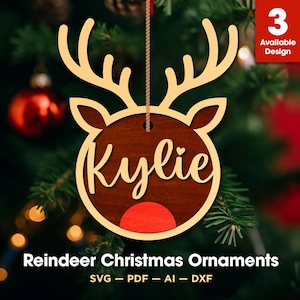 Reindeer SVG, Reindeer Ornament svg, Christmas ornaments svg, Reindeer Bauble Svg, Laser Cut Ornaments, Monogram SVG, Glowforge, Cricut