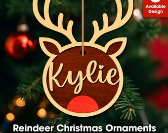 Reindeer SVG, Reindeer Ornament svg, Christmas ornaments svg, Reindeer Bauble Svg, Laser Cut Ornaments, Monogram SVG, Glowforge, Cricut