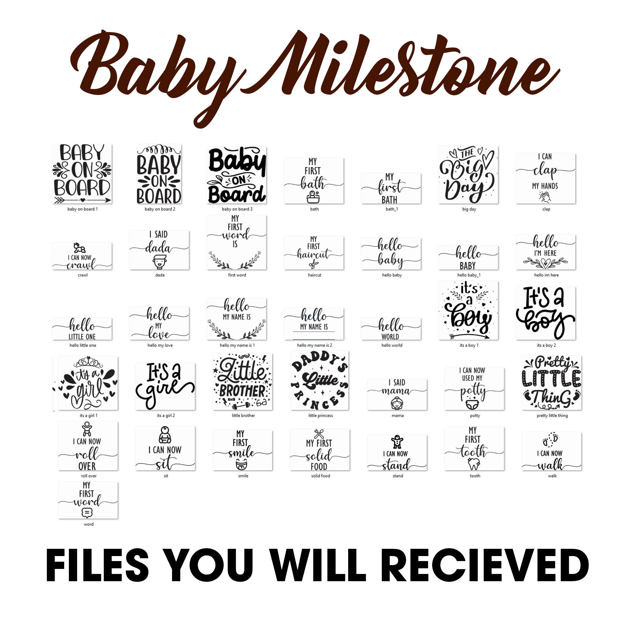 Baby Monthly Milestone Svg Bundle , Baby Monthly Milestone Rounds SVG ...