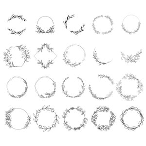 140 FLORAL WREATH SVG Bundle Circle Frame Svg Botanical Frame Wedding ...