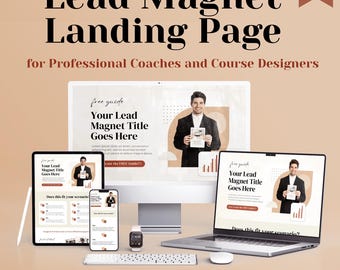 Lead Magnet Landing Page for Coaches and Course Designers, Sales Funnel Page, Email List Builder, Ready Made Lead Generation Canva Template